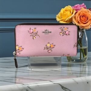 Coach Pink Floral Zip-Around Wallet
